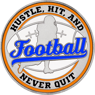 Royal Blue "Football" with Orange Outer Circular Borders